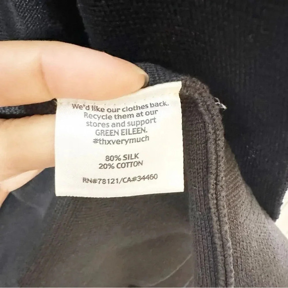 EILEEN FISHER Silk Cotton Blend Colorblock‎ Black Gray Coatigan Duster Sz Small - Picture 5 of 7